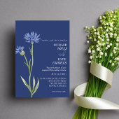 Stoffig blauw Vet Bloemen stijlvol Qr code bruilof Kaart