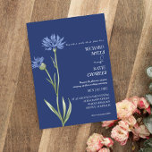 Stoffig blauw Vet Bloemen stijlvol Qr code bruilof Kaart