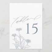 Stoffig Blauw Victoriaans goudsbloem Tafelnummer (Voorkant)