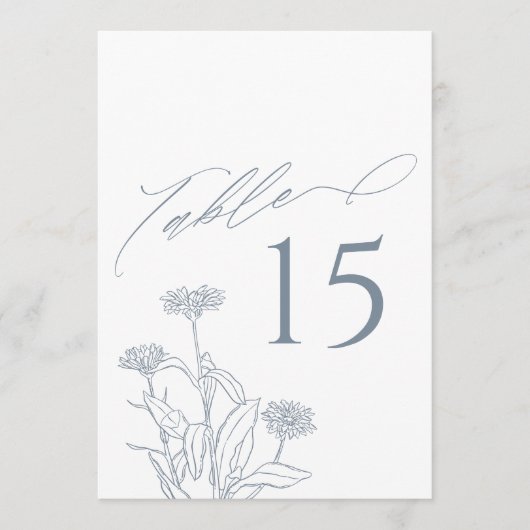 Stoffig Blauw Victoriaans goudsbloem Tafelnummer (Voorkant)