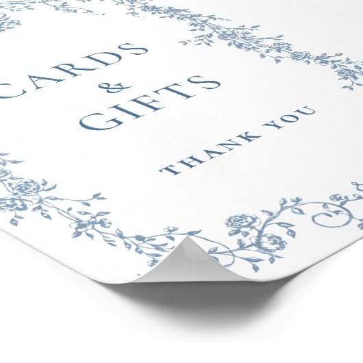 Stoffig Blauw Victoriaans Kaarten en Geschenken Tr Poster (Hoek)