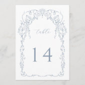 Stoffig Blauw Victoriaans Lijst Tafelnummer (Achterkant)