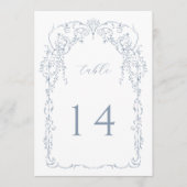 Stoffig Blauw Victoriaans Lijst Tafelnummer (Voorkant)