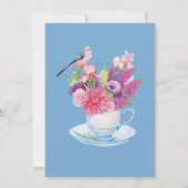 Stoffig blauw vrijgezellenfeest, afternoon tea uit kaart (Achterkant)