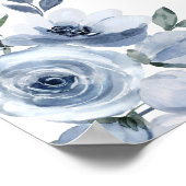 Stoffig Blauw Vrijgezellenfeest Bloemenboog Poster (Hoek)