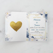 Stoffig Blauw Waterverf Elegant Bloemen Paar Bedankkaart (Binnen)