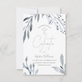 stoffig blauw waterverf gebladerte bevestiging kaart (Voorkant)