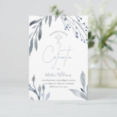 stoffig blauw waterverf gebladerte bevestiging kaart (Staand voorkant)