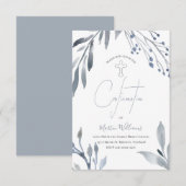 stoffig blauw waterverf gebladerte bevestiging kaart (Voorkant / Achterkant)