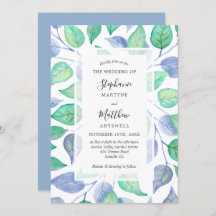 Stoffig Blauw Waterverf Geschilderd Bladerwerk Bru