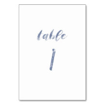 Stoffig Blauw Waterverf Tafelnummers