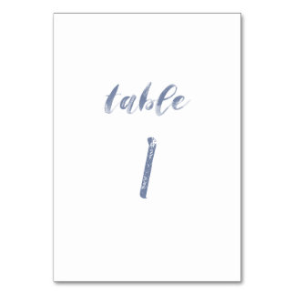 Stoffig Blauw Waterverf Tafelnummers