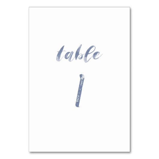 Stoffig Blauw Waterverf Tafelnummers (Voorkant)