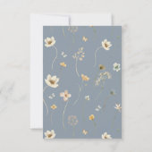 Stoffig Blauw Wildbloem Petals & Prosecco Bridal Kaart (Achterkant)