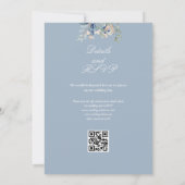 Stoffig Blauw Wildbloemen Bloemen Bloemen QR Code  Kaart (Achterkant)