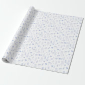 Stoffig blauw wildflower klein bloeminpakpapier cadeaupapier (Uitgerold)