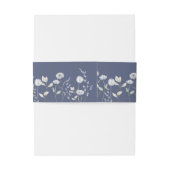 Stoffig blauw wildflower monogram bruiloft uitnodigingen wikkel (Achterkant Voorbeeld)