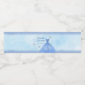 Stoffig Blauw Winter Sneeuwvlok Quinceañera Waterfles Etiket (Enkel label)