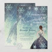 Stoffig blauw Winter wonderland glitter jurk Kaart (Voorkant / Achterkant)