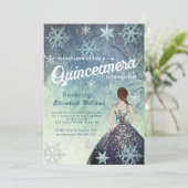 Stoffig blauw Winter wonderland glitter jurk Kaart (Staand voorkant)