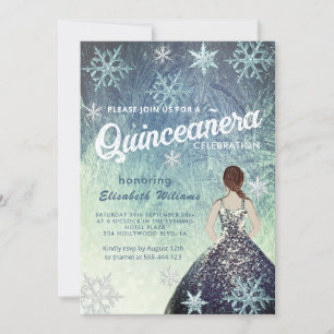 Stoffig blauw Winter wonderland glitter jurk Kaart