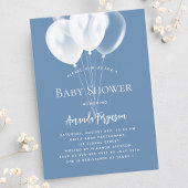 Stoffig blauw wit ballonnen jongen baby shower uitnodiging briefkaart