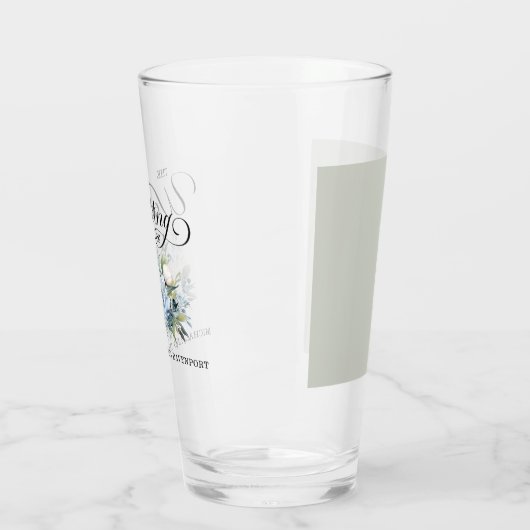 Stoffig Blauw Wit Bloemen Bruiloft Favor Glas (Links)