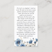 Stoffig Blauw Wit Bloemen Foto Memorial Gebed Kaar Visitekaartje (Achterkant)