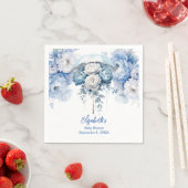 Stoffig Blauw Wit Bloemen Paraplu Baby shower Servet (Insitu)