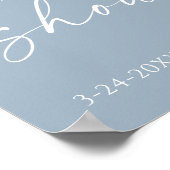 Stoffig blauw wit bloemig vrijgezellenfeest welkom poster (Hoek)