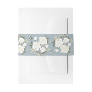 Stoffig Blauw Wit Chinoiserie Bloemenbruiloft Uitnodigingen Wikkel