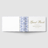 Stoffig Blauw Wit en Goud -Stijl Huwelijk Gastenboek (Volledig)