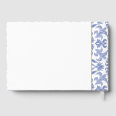 Stoffig Blauw Wit en Goud -Stijl Huwelijk Gastenboek (Achterkant)