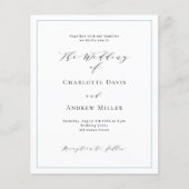 Stoffig blauw wit formele huwelijksuitnodiging (Voorkant)