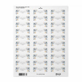 Stoffig Blauw Wit Goud Bloemen Bruiloft Adres Etiket (Full Sheet)