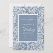 Stoffig Blauw Wit Lijn Kunst Bloemen Botanisch Kaart (Voorkant)