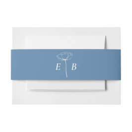 Stoffig Blauw Wit Monogram Bloemen Accent Initiaal Uitnodigingen Wikkel