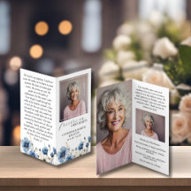 Stoffig Blauw Wit Opvouwbaar Gebed Kaart