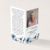 Stoffig Blauw Wit Opvouwbaar Gebed Kaart Visitekaartje (Buitenkant)