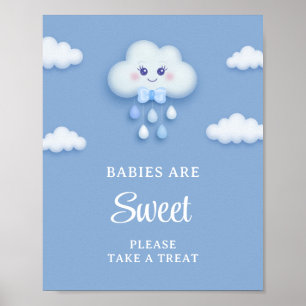 Stoffig blauw wit pluizig wolk baby's zijn zoet poster