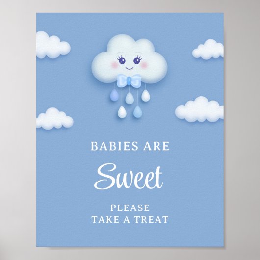 Stoffig blauw wit pluizig wolk baby's zijn zoet poster (Voorkant)