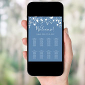 Stoffig blauw wit sterren 9 zitplaatsen grafiek poster