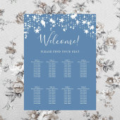 Stoffig blauw wit sterren 9 zitplaatsen grafiek poster