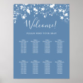 Stoffig blauw wit sterren 9 zitplaatsen grafiek poster (Voorkant)