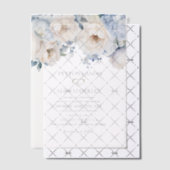 Stoffig Blauw Wit Waterverf Bloemen Bruiloft Vellum Uitnodigingen (Offset (Uitnodiging))