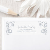  Stoffig Blauw Zacht Zilver Bloemen Kant Lijst Etiket (Insitu)