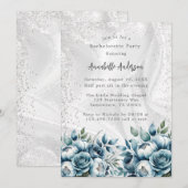 Stoffig Blauw Zilver Boeket Bachelorette Party Kaart (Voorkant / Achterkant)