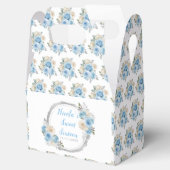 Stoffig Blauw Zilver Elegante Bloemen Sweet Sixtee Bedankdoosjes (Geopend)
