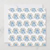 Stoffig Blauw Zilver Elegante Bloemen Sweet Sixtee Bedankkaart (Achterkant)