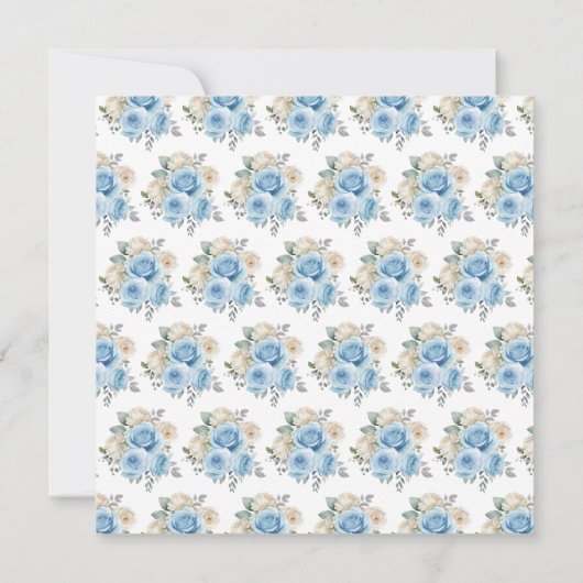 Stoffig Blauw Zilver Elegante Bloemen Sweet Sixtee Bedankkaart (Achterkant)